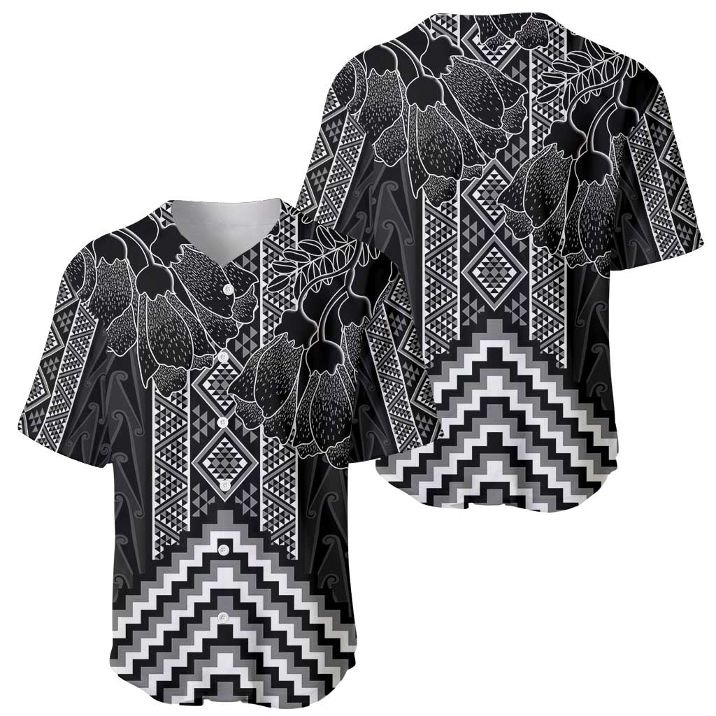 Aotearoa Taniko Pattern Baseball Jersey Poutama Mix Kowhai Flowers