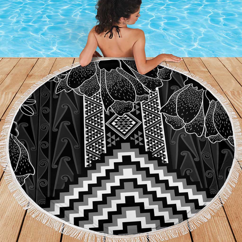 Aotearoa Taniko Pattern Beach Blanket Poutama Mix Kowhai Flowers LT7 - Polynesian Pride