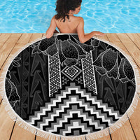 Aotearoa Taniko Pattern Beach Blanket Poutama Mix Kowhai Flowers LT7 - Polynesian Pride