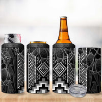 Aotearoa Taniko Pattern 4 in 1 Can Cooler Tumbler Poutama Mix Kowhai Flowers LT7 - Polynesian Pride