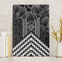 Aotearoa Taniko Pattern Canvas Wall Art Poutama Mix Kowhai Flowers LT7 Without Frame Grey - Polynesian Pride