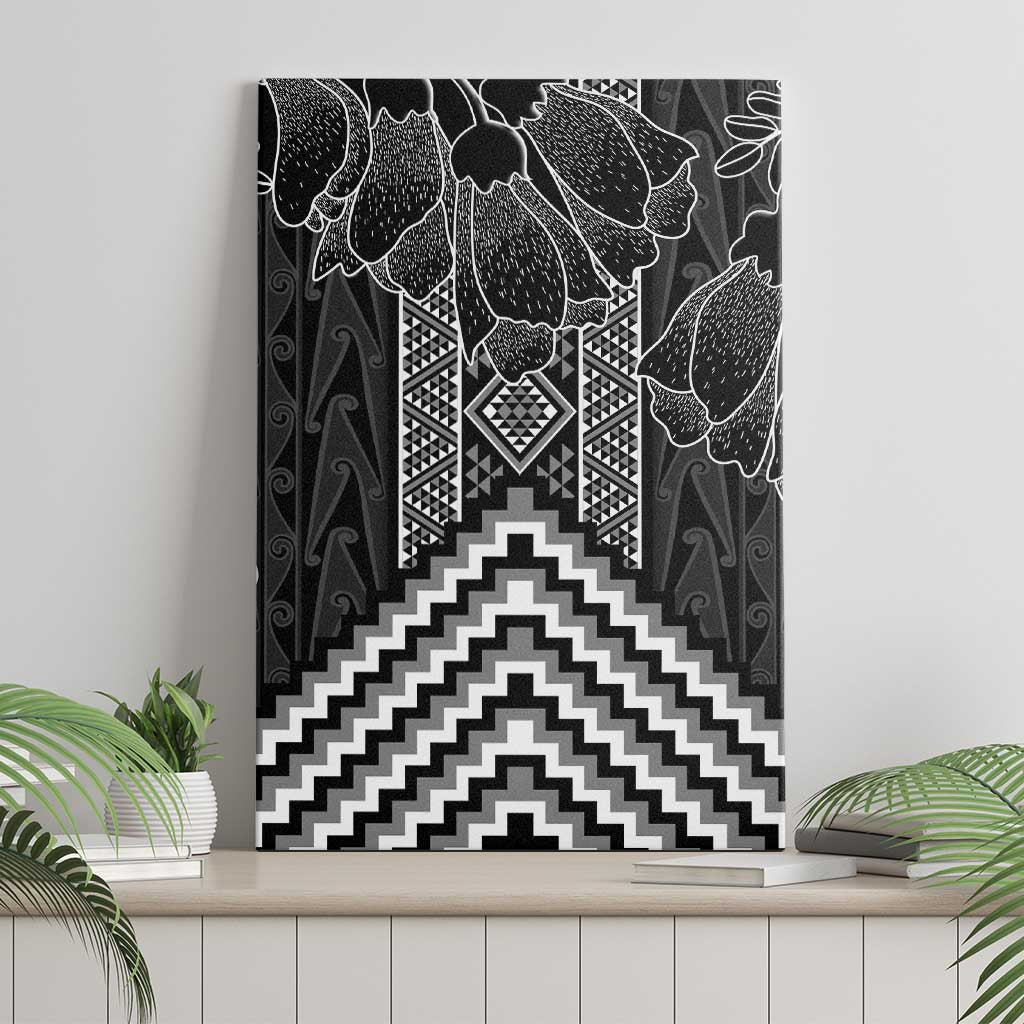 Aotearoa Taniko Pattern Canvas Wall Art Poutama Mix Kowhai Flowers LT7 - Polynesian Pride