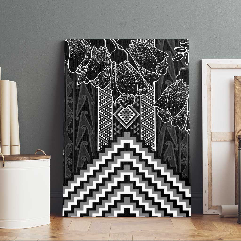 Aotearoa Taniko Pattern Canvas Wall Art Poutama Mix Kowhai Flowers LT7 - Polynesian Pride
