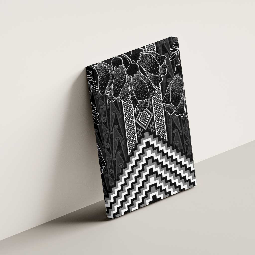 Aotearoa Taniko Pattern Canvas Wall Art Poutama Mix Kowhai Flowers LT7 - Polynesian Pride