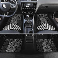 Aotearoa Taniko Pattern Car Mats Poutama Mix Kowhai Flowers LT7 Set 4pcs Grey - Polynesian Pride