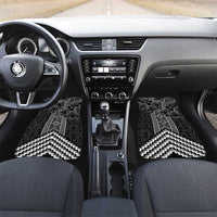 Aotearoa Taniko Pattern Car Mats Poutama Mix Kowhai Flowers LT7 Set 2pcs - Front Grey - Polynesian Pride