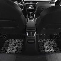 Aotearoa Taniko Pattern Car Mats Poutama Mix Kowhai Flowers LT7 Set 2pcs - Back Grey - Polynesian Pride
