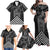Aotearoa Taniko Pattern Family Matching Off Shoulder Maxi Dress and Hawaiian Shirt Poutama Mix Kowhai Flowers