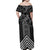 Aotearoa Taniko Pattern Family Matching Off Shoulder Maxi Dress and Hawaiian Shirt Poutama Mix Kowhai Flowers