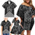 Aotearoa Taniko Pattern Family Matching Off Shoulder Short Dress and Hawaiian Shirt Poutama Mix Kowhai Flowers