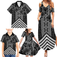 Aotearoa Taniko Pattern Family Matching Summer Maxi Dress and Hawaiian Shirt Poutama Mix Kowhai Flowers