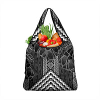 Aotearoa Taniko Pattern Grocery Bag Poutama Mix Kowhai Flowers LT7 1-pack One Size Grey - Polynesian Pride