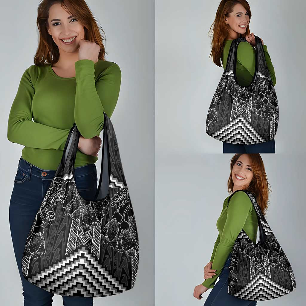 Aotearoa Taniko Pattern Grocery Bag Poutama Mix Kowhai Flowers LT7 - Polynesian Pride