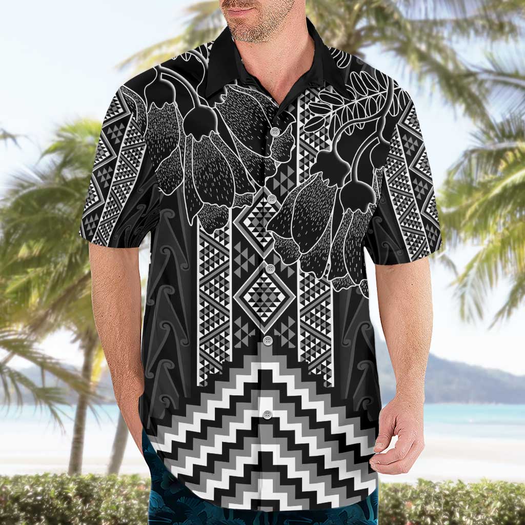 Aotearoa Taniko Pattern Hawaiian Shirt Poutama Mix Kowhai Flowers LT7 - Polynesian Pride
