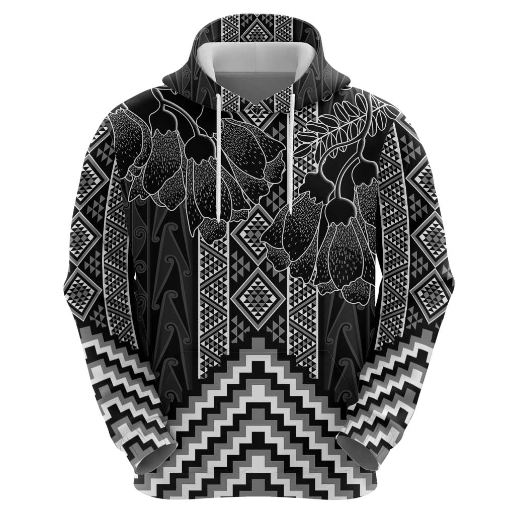 Aotearoa Taniko Pattern Hoodie Poutama Mix Kowhai Flowers