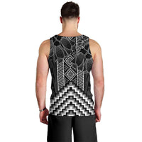 Aotearoa Taniko Pattern Men Tank Top Poutama Mix Kowhai Flowers LT7 - Polynesian Pride