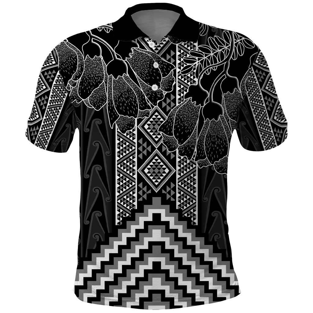 Aotearoa Taniko Pattern Polo Shirt Poutama Mix Kowhai Flowers