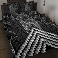 Aotearoa Taniko Pattern Quilt Bed Set Poutama Mix Kowhai Flowers LT7 Grey - Polynesian Pride