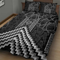 Aotearoa Taniko Pattern Quilt Bed Set Poutama Mix Kowhai Flowers LT7 - Polynesian Pride
