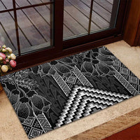 Aotearoa Taniko Pattern Rubber Doormat Poutama Mix Kowhai Flowers LT7 - Polynesian Pride