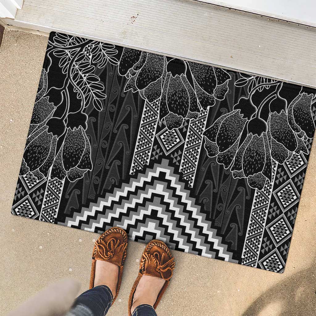 Aotearoa Taniko Pattern Rubber Doormat Poutama Mix Kowhai Flowers LT7 - Polynesian Pride