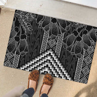 Aotearoa Taniko Pattern Rubber Doormat Poutama Mix Kowhai Flowers LT7 - Polynesian Pride
