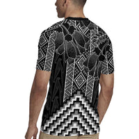 Aotearoa Taniko Pattern Rugby Jersey Poutama Mix Kowhai Flowers
