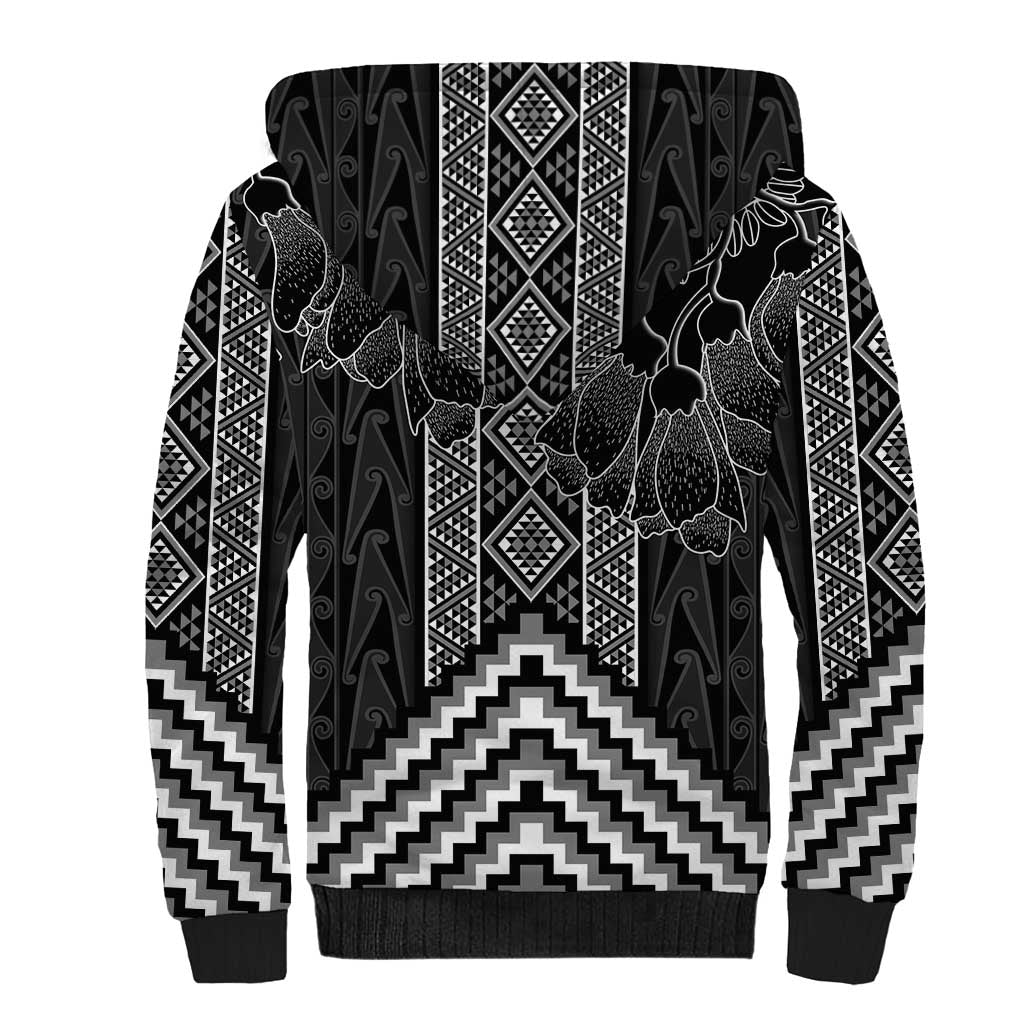 Aotearoa Taniko Pattern Sherpa Hoodie Poutama Mix Kowhai Flowers LT7 - Polynesian Pride