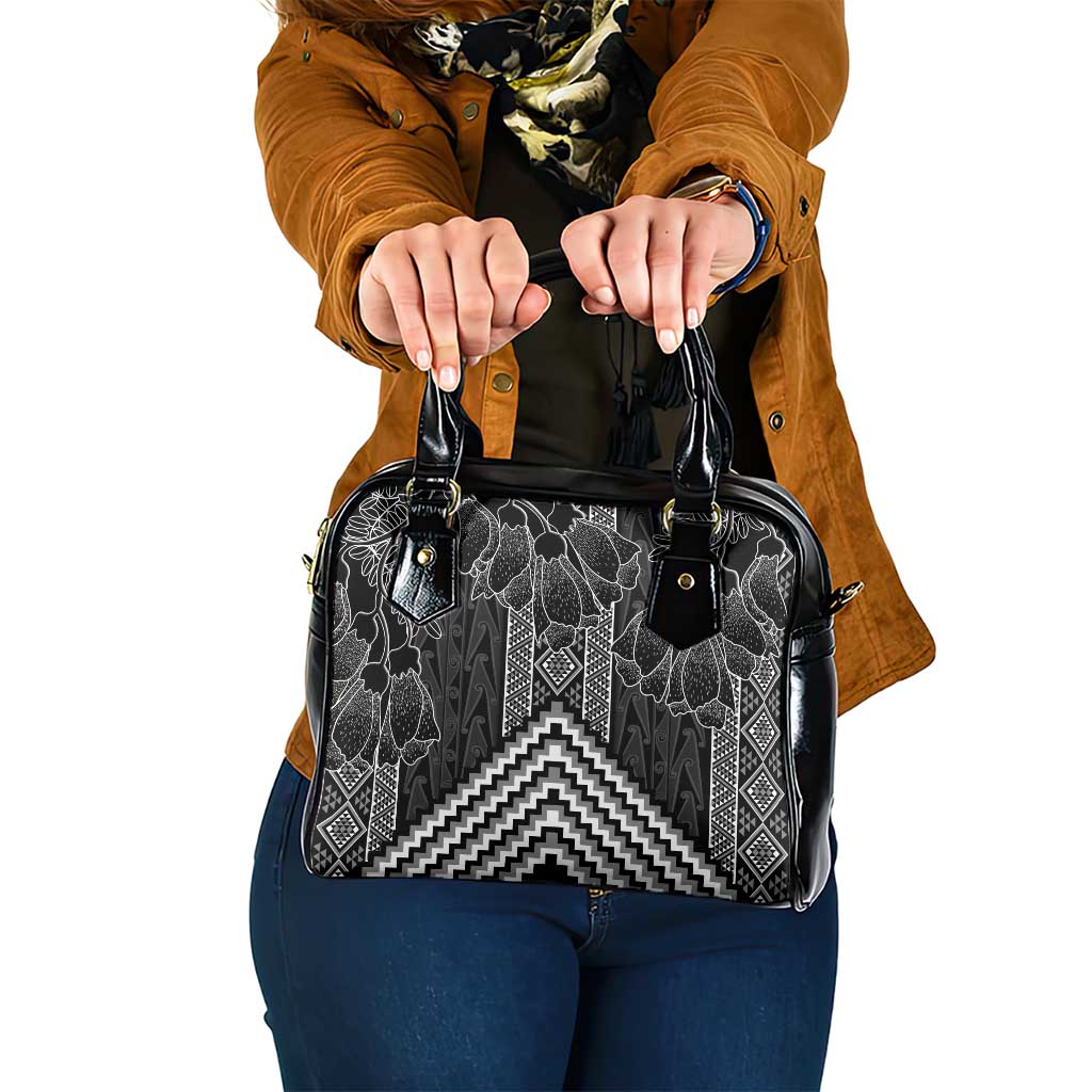 Aotearoa Taniko Pattern Shoulder Handbag Poutama Mix Kowhai Flowers