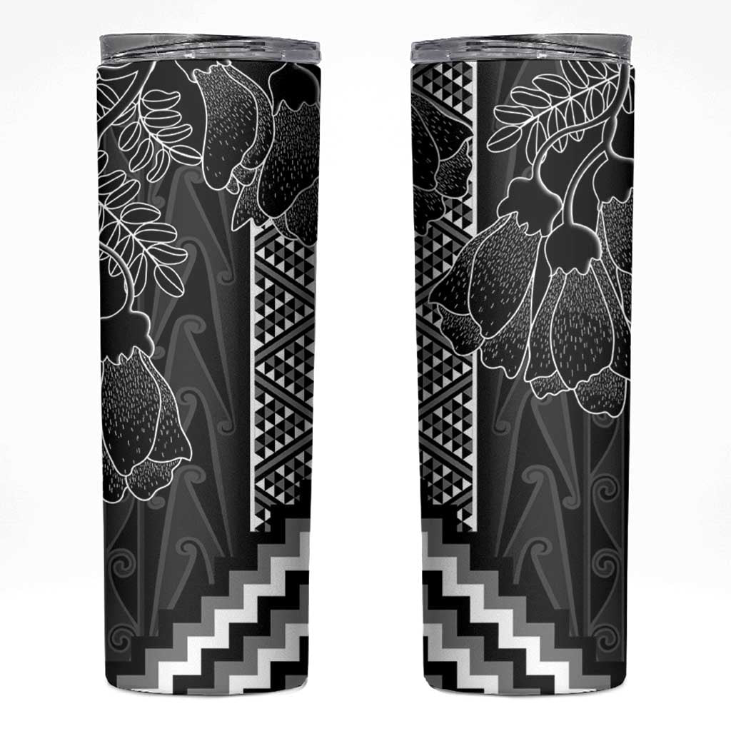 Aotearoa Taniko Pattern Skinny Tumbler Poutama Mix Kowhai Flowers