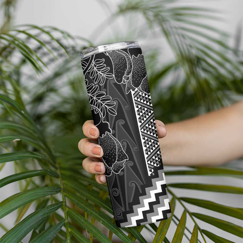 Aotearoa Taniko Pattern Skinny Tumbler Poutama Mix Kowhai Flowers