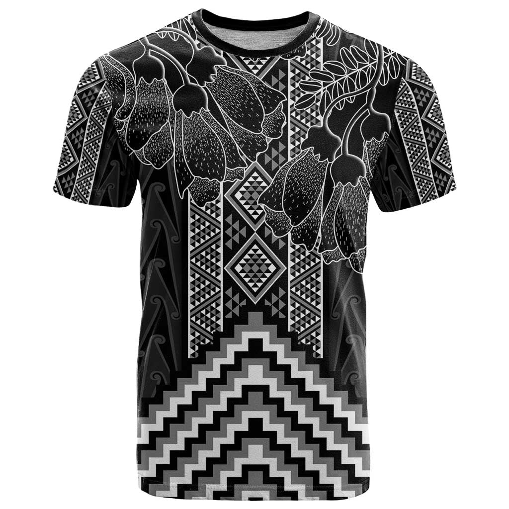 Aotearoa Taniko Pattern T Shirt Poutama Mix Kowhai Flowers