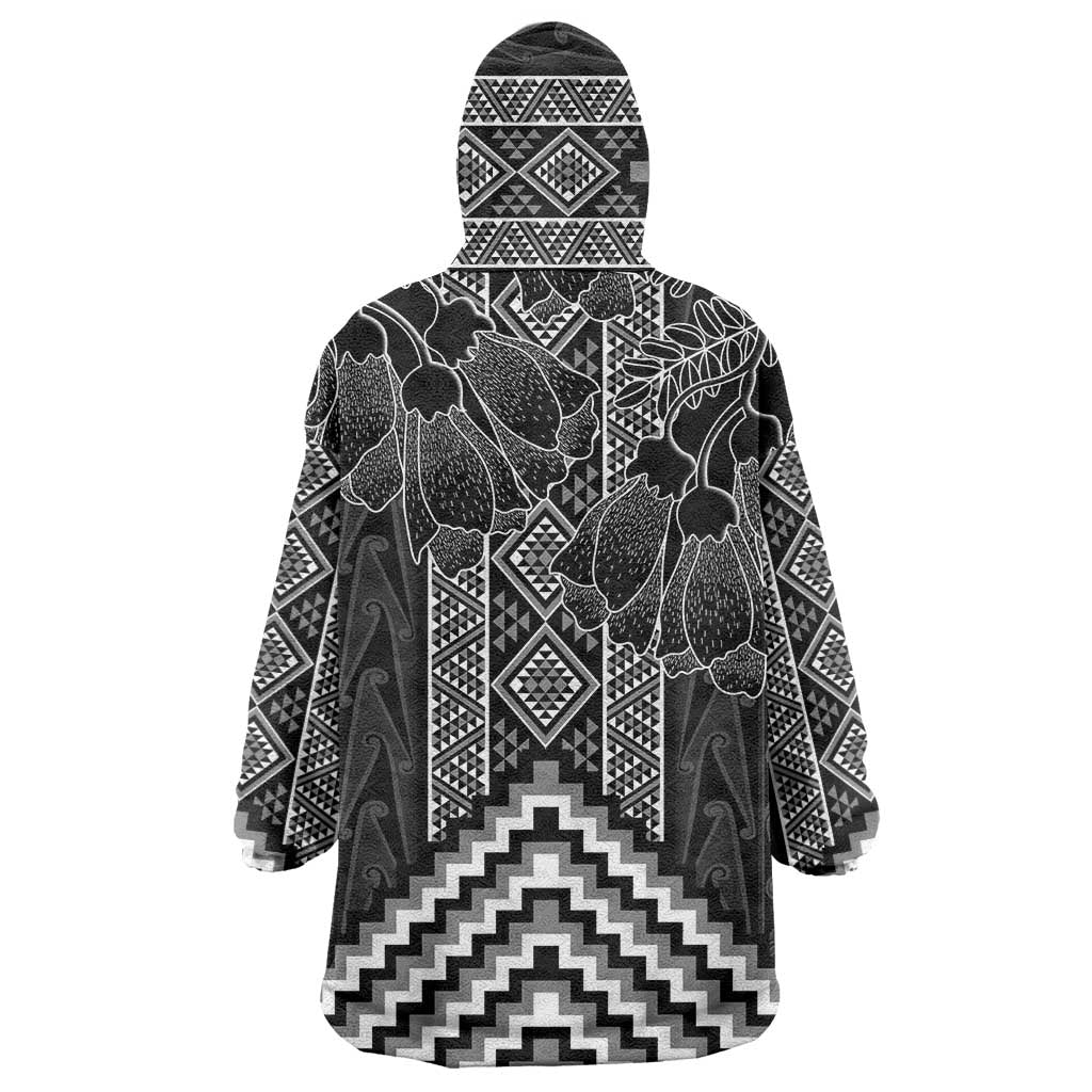 Aotearoa Taniko Pattern Wearable Blanket Hoodie Poutama Mix Kowhai Flowers LT7 - Polynesian Pride
