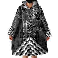 Aotearoa Taniko Pattern Wearable Blanket Hoodie Poutama Mix Kowhai Flowers LT7 - Polynesian Pride
