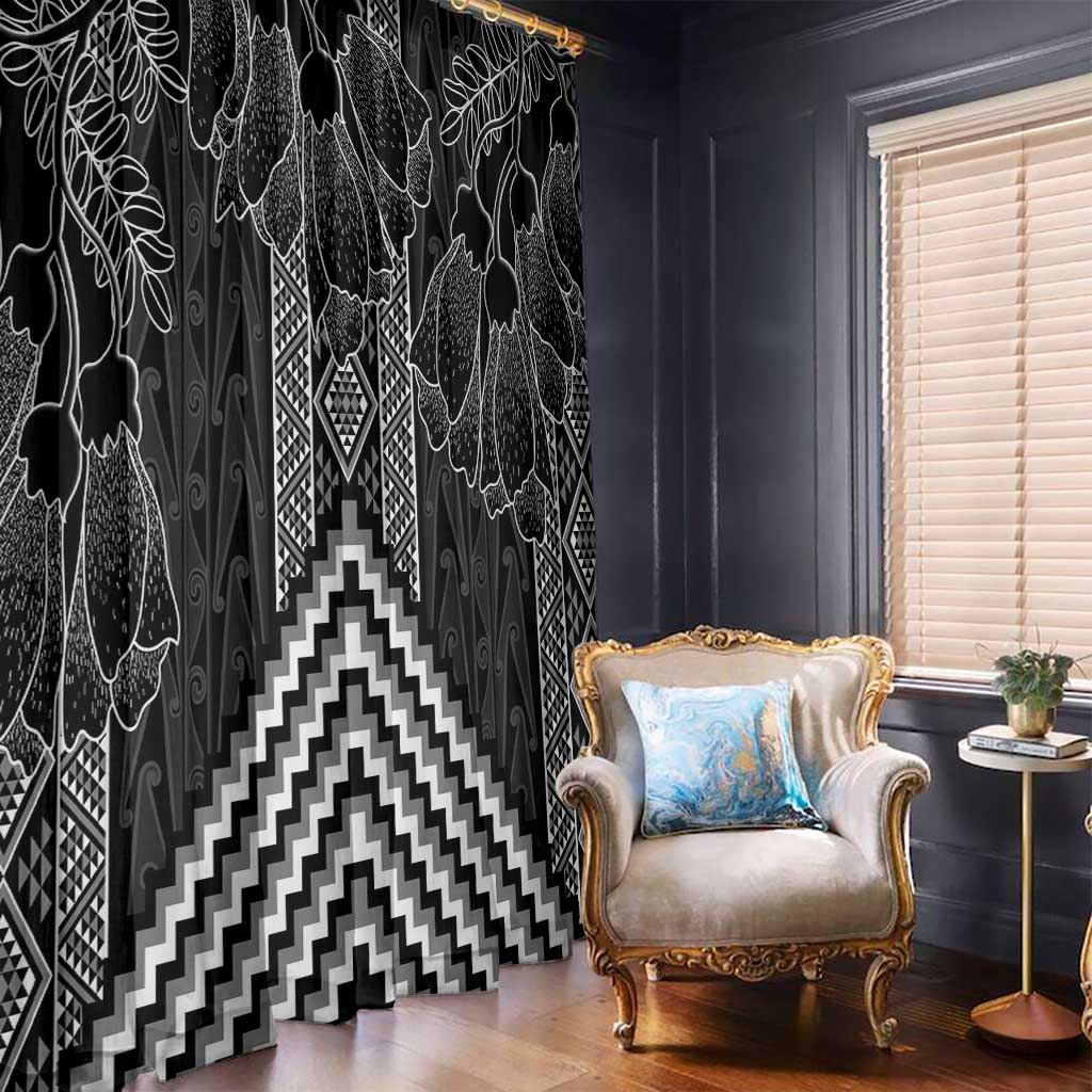 Aotearoa Taniko Pattern Window Curtain Poutama Mix Kowhai Flowers LT7 - Polynesian Pride