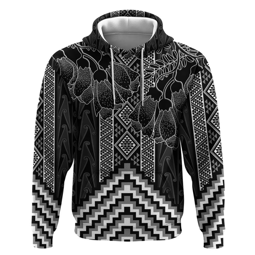 Aotearoa Taniko Pattern Zip Hoodie Poutama Mix Kowhai Flowers