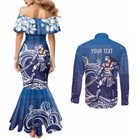 Samoa Manuia le Aso Tuto'atasi Siapo Motif Couples Matching Mermaid Dress and Long Sleeve Button Shirt Warrior with Nifo Oti