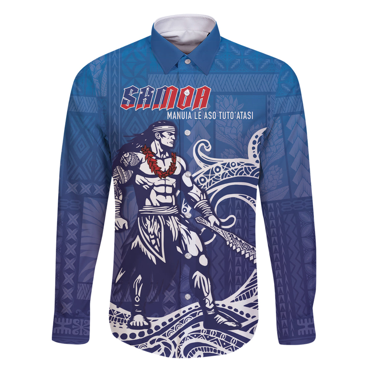 Samoa Manuia le Aso Tuto'atasi Siapo Motif Family Matching Long Sleeve Bodycon Dress and Hawaiian Shirt Warrior with Nifo Oti