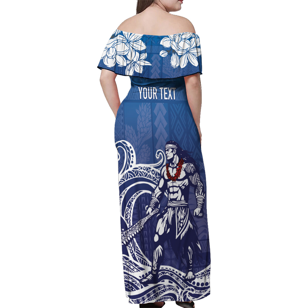 Samoa Manuia le Aso Tuto'atasi Siapo Motif Family Matching Off Shoulder Maxi Dress and Hawaiian Shirt Warrior with Nifo Oti