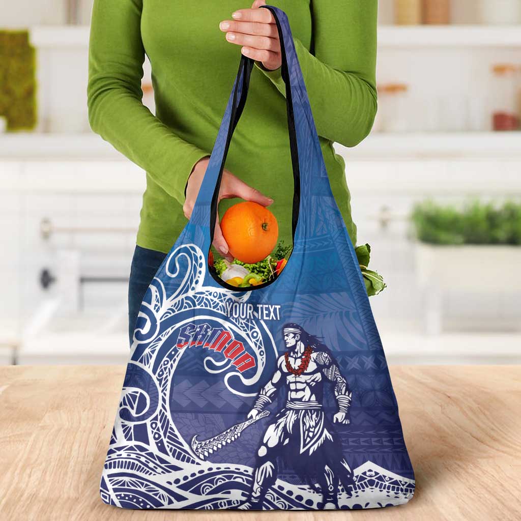 Samoa Manuia le Aso Tuto'atasi Siapo Motif Grocery Bag Warrior with Nifo Oti LT7 - Polynesian Pride