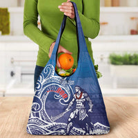 Samoa Manuia le Aso Tuto'atasi Siapo Motif Grocery Bag Warrior with Nifo Oti LT7 - Polynesian Pride