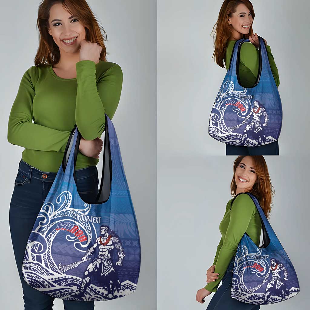 Samoa Manuia le Aso Tuto'atasi Siapo Motif Grocery Bag Warrior with Nifo Oti LT7 - Polynesian Pride