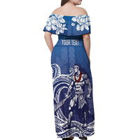Samoa Manuia le Aso Tuto'atasi Siapo Motif Off Shoulder Maxi Dress Warrior with Nifo Oti