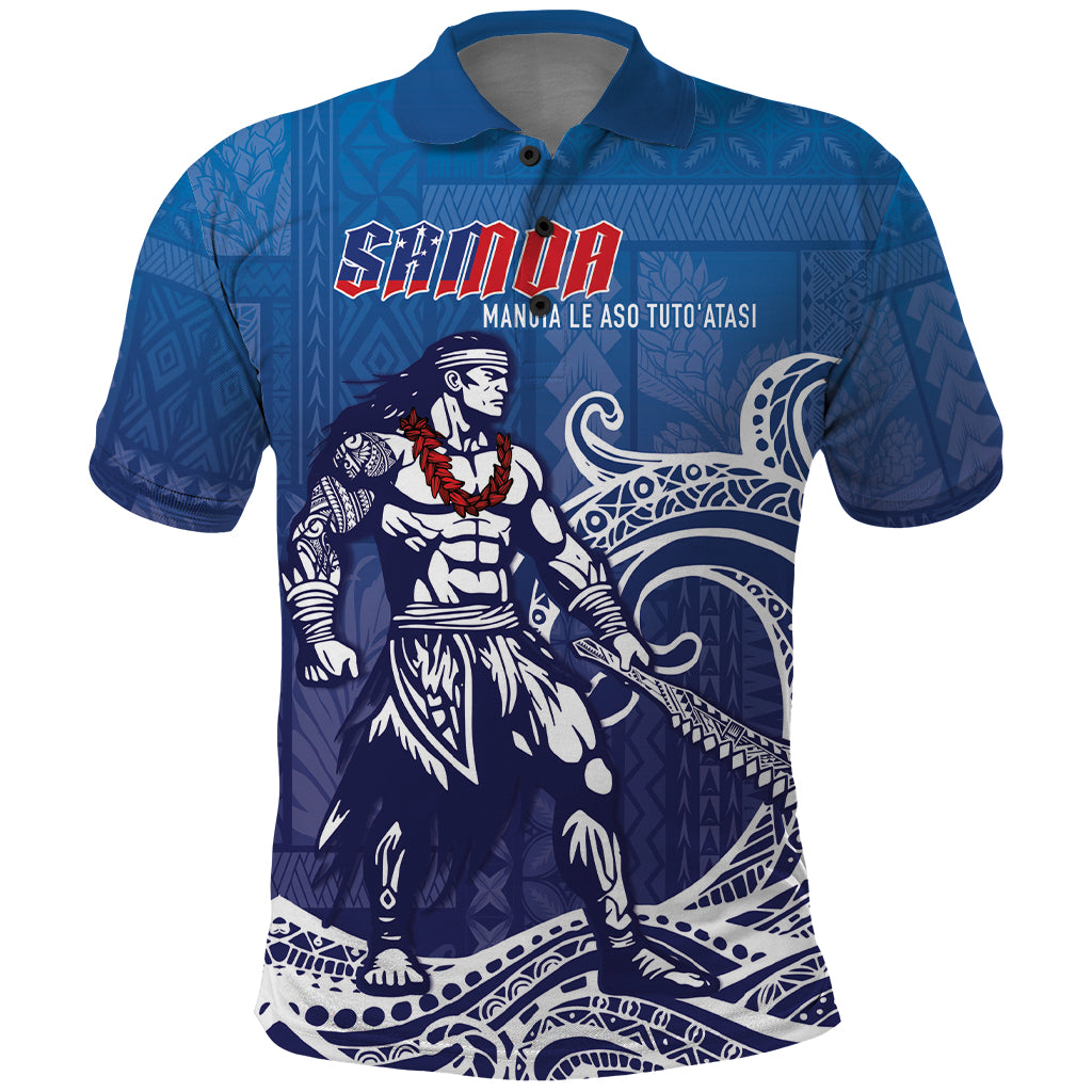 Samoa Manuia le Aso Tuto'atasi Siapo Motif Polo Shirt Warrior with Nifo Oti