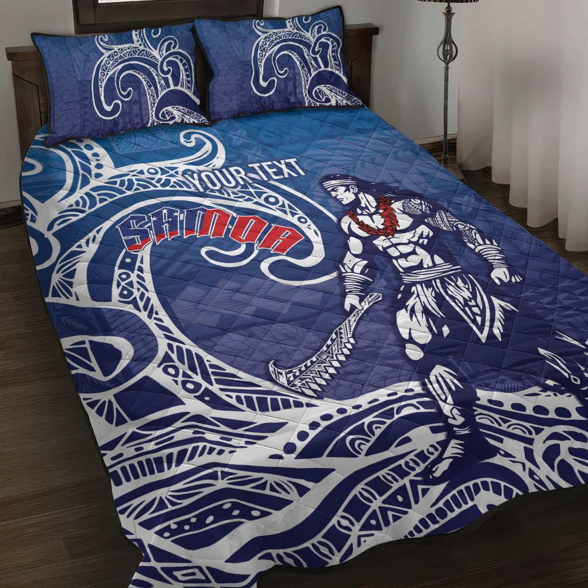 Samoa Manuia le Aso Tuto'atasi Siapo Motif Quilt Bed Set Warrior with Nifo Oti