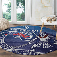 Samoa Manuia le Aso Tuto'atasi Siapo Motif Round Carpet Warrior with Nifo Oti