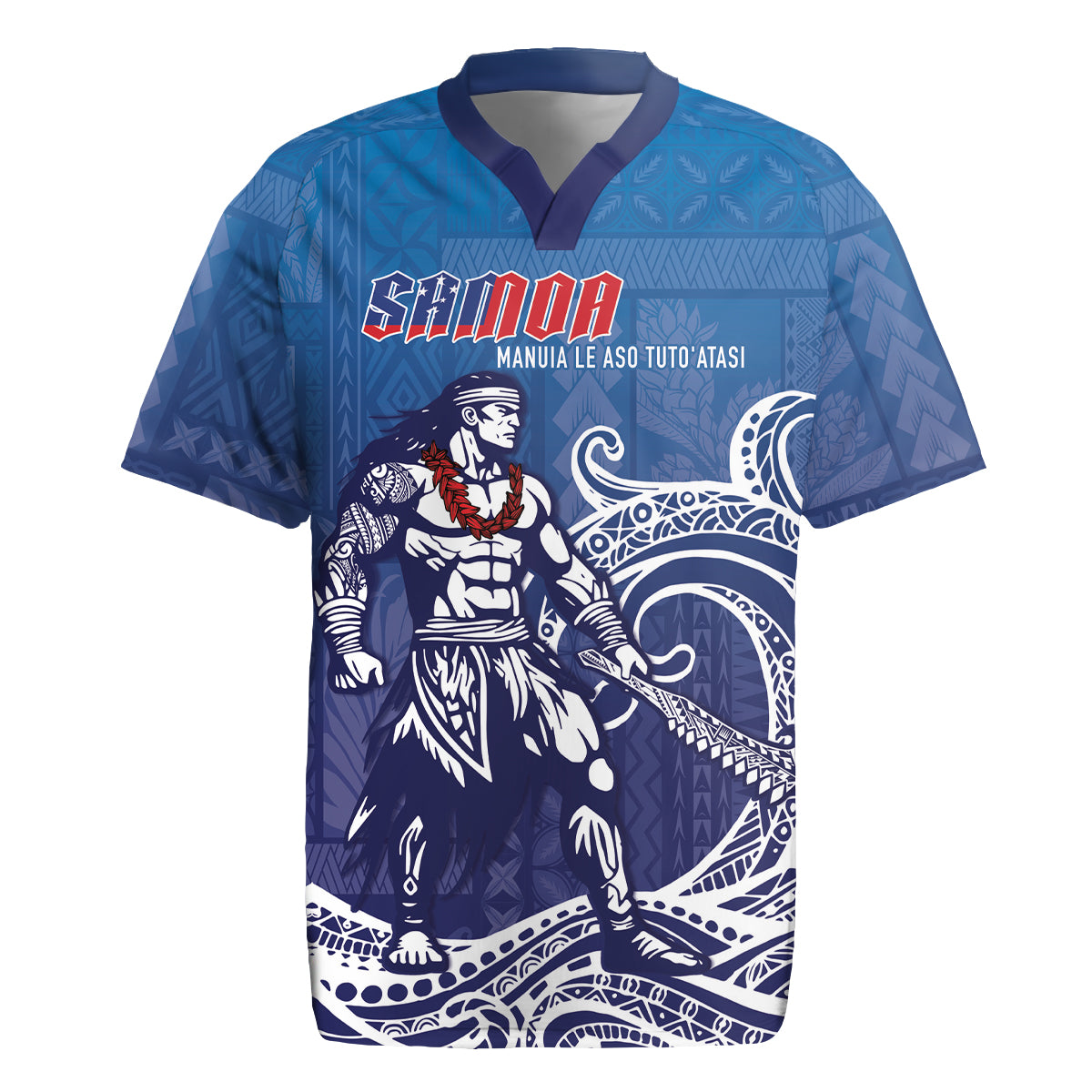 Samoa Manuia le Aso Tuto'atasi Siapo Motif Rugby Jersey Warrior with Nifo Oti