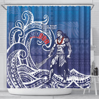 Samoa Manuia le Aso Tuto'atasi Siapo Motif Shower Curtain Warrior with Nifo Oti