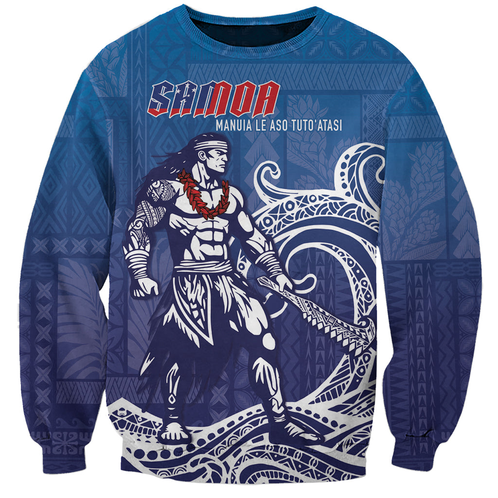 Samoa Manuia le Aso Tuto'atasi Siapo Motif Sweatshirt Warrior with Nifo Oti