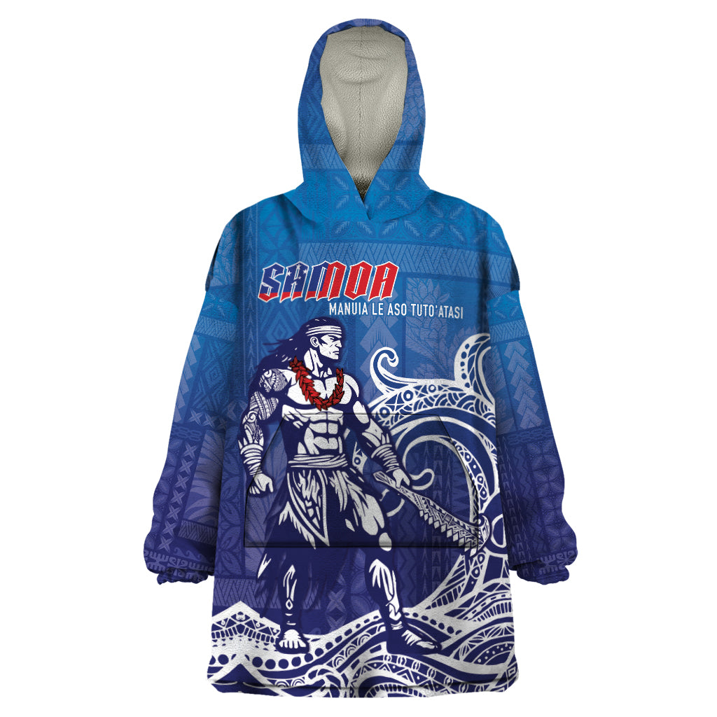 Samoa Manuia le Aso Tuto'atasi Siapo Motif Wearable Blanket Hoodie Warrior with Nifo Oti